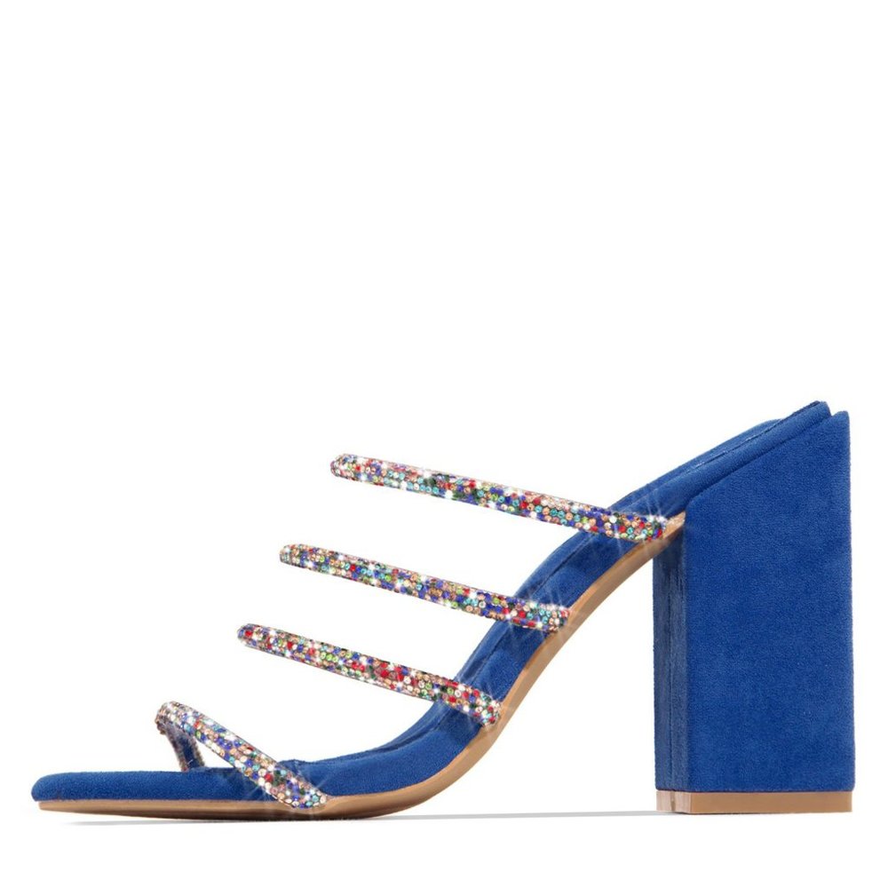 NEW🔥 Jewel Squared Open Toe High Heel Mule Sandal - Picture 3 of 5